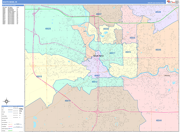 South Bend, IN Zip Code Map